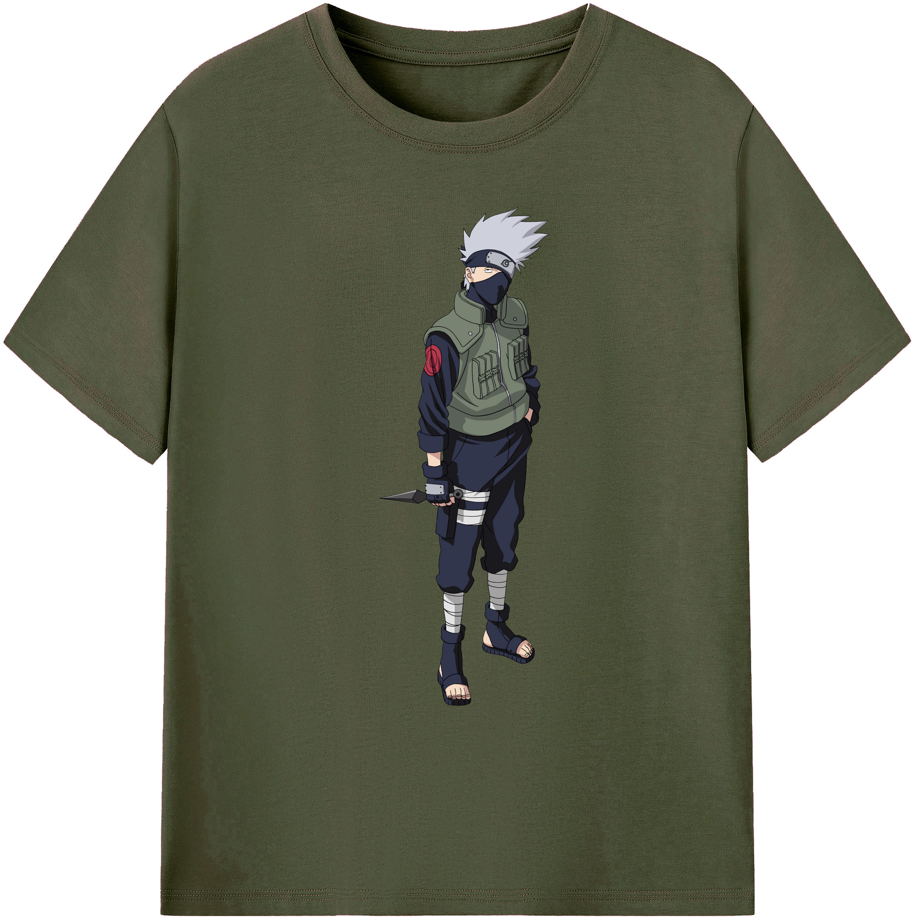 （画像用） NARUTO -ナルト- はたけ カカシ Hatake Kakashi 綿100％ メンズ半袖Tシャツ｜肌触りやわらか＆通気性